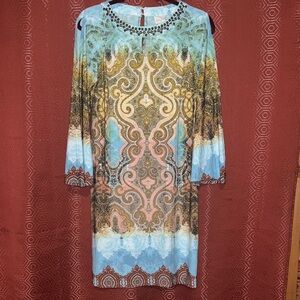 Chico’s Midi Flowing Sleeve Cold Shoulder Dress S